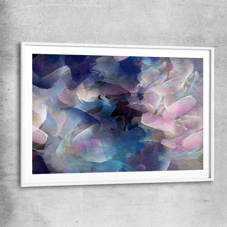 Simple Strokes white glass front frame - part of our high quality canvas abstract wall art collection