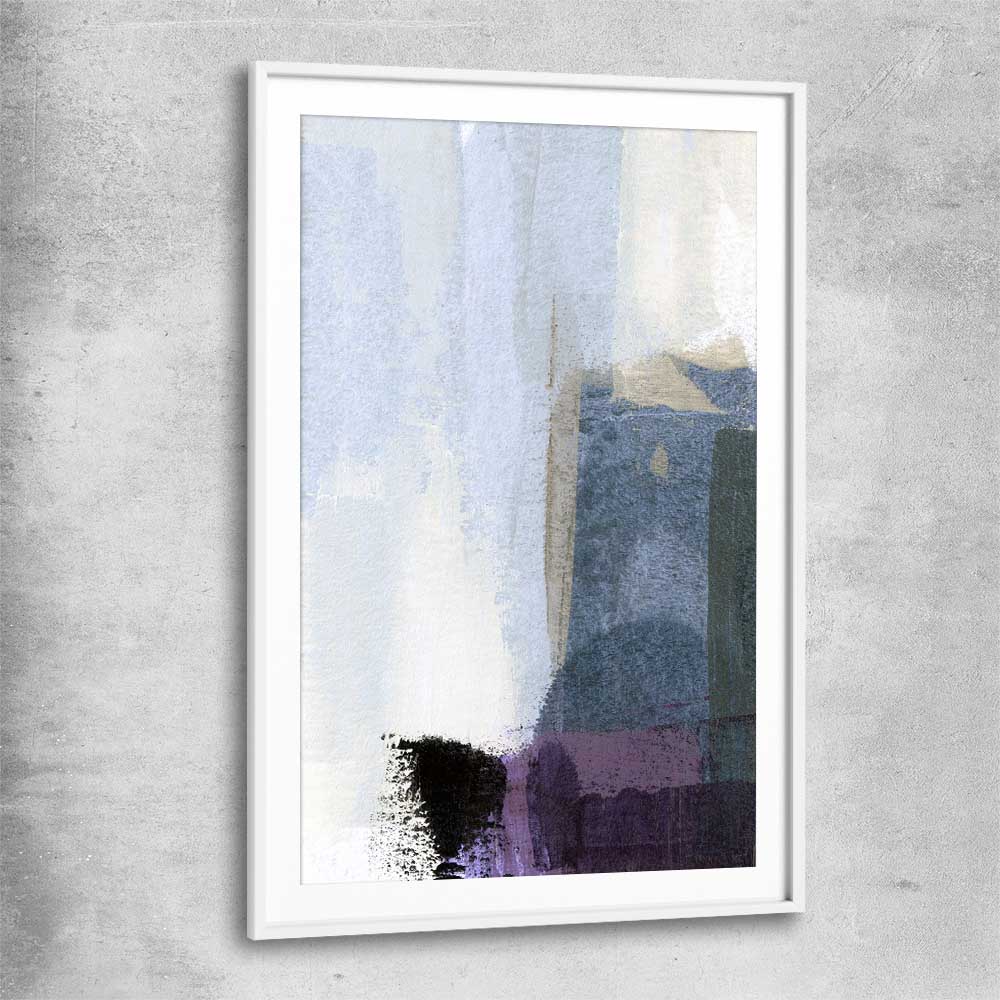 Soft Blue Three white glass front frame - part of our high quality canvas abstract wall art collection