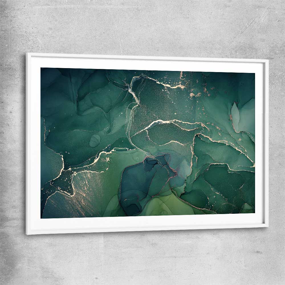 Turquoise Scatter white glass front frame - part of our high quality canvas abstract wall art collection