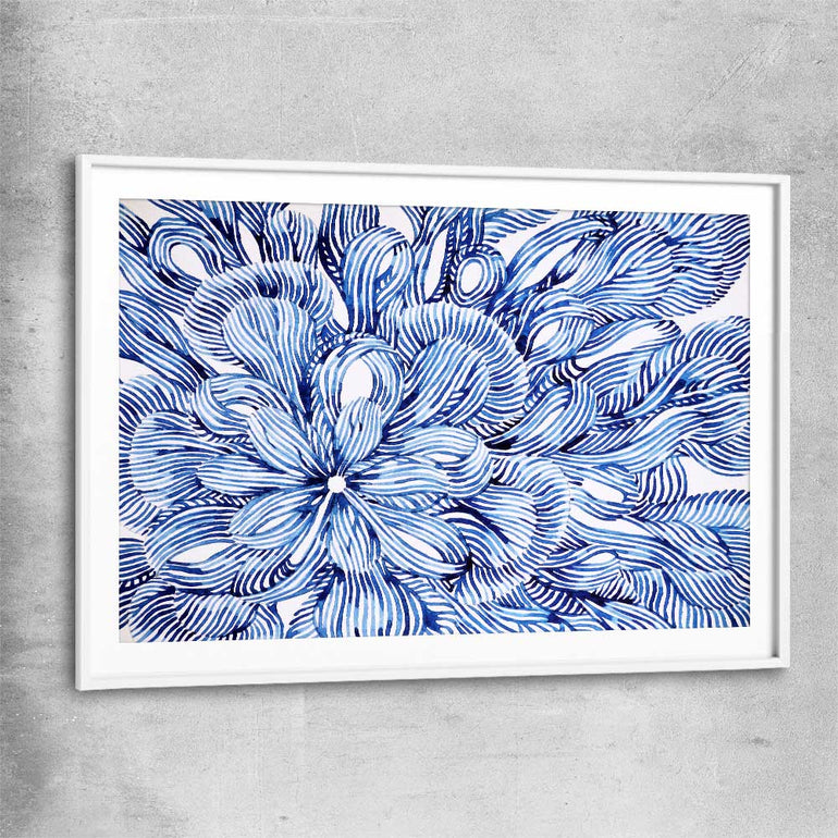 Watercolour Flowers white glass front frame - part of our high quality canvas abstract wall art collection