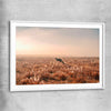 Animal wall art and canvas prints of Kangaroo Desert Horizon with white glass front frame