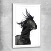 Animal wall art and canvas prints of Midnight Horse with white glass front frame