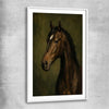 Animal wall art and canvas prints of Midnight Stallion with white glass front frame