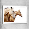 Animal wall art and canvas prints of Purebred Horse Pair with white glass front frame