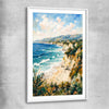 Beach and coastal wall art print of Shoreline Light Strokes with white glass front frame