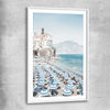 Beach and coastal wall art print of Amalfi Coast with white glass front frame