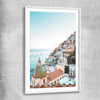 Beach and coastal wall art print of Amalfi View with white glass front frame