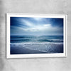 Beach and coastal wall art print of Beach Solitude with white glass front frame