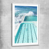 Beach and coastal wall art print of Bondi Iceberg with white glass front frame