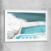 Beach and coastal wall art print of Bondi Iceberg Tide with white glass front frame