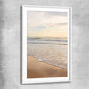 Beach and coastal wall art print of Gentle Tide with white glass front frame