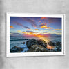 Beach and coastal wall art print of Golden Coast Horizon with white glass front frame
