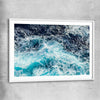 Beach and coastal wall art print of Sea Waves with white glass front frame