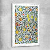 Classic wall art and canvas print of Pomegranate William Morris with white glass front frame
