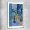 Classic wall art and canvas print of The Blue Window Henri Matisse with white glass front frame
