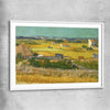 Classic wall art and canvas print of The Harvest Van Gogh with white glass front frame