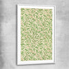 Classic wall art and canvas print of Willow Bough William Morris with white glass front frame