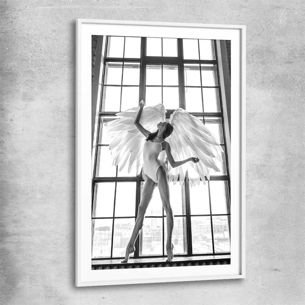 Angel Love Two white glass front frame - part of our high quality fashion canvas wall art and prints collection