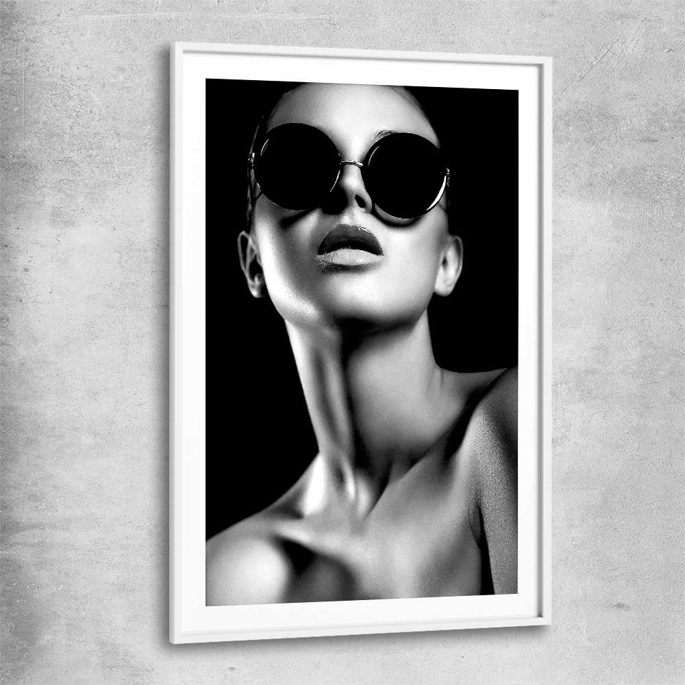 Behind the Shades white glass front frame - part of our high quality fashion canvas wall art and prints collection