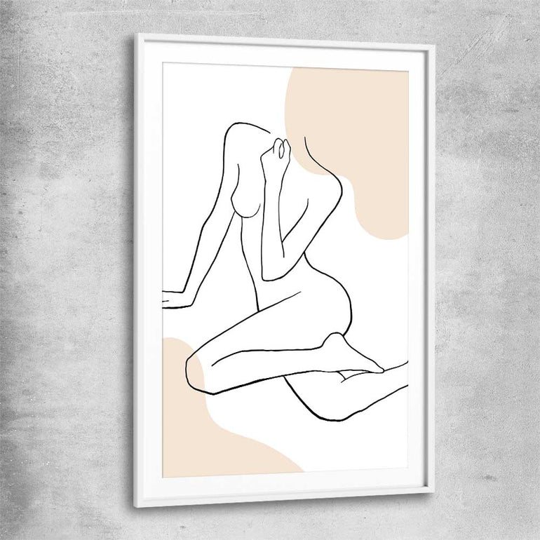 Beige Comfort white glass front frame - part of our high quality fashion canvas wall art and prints collection