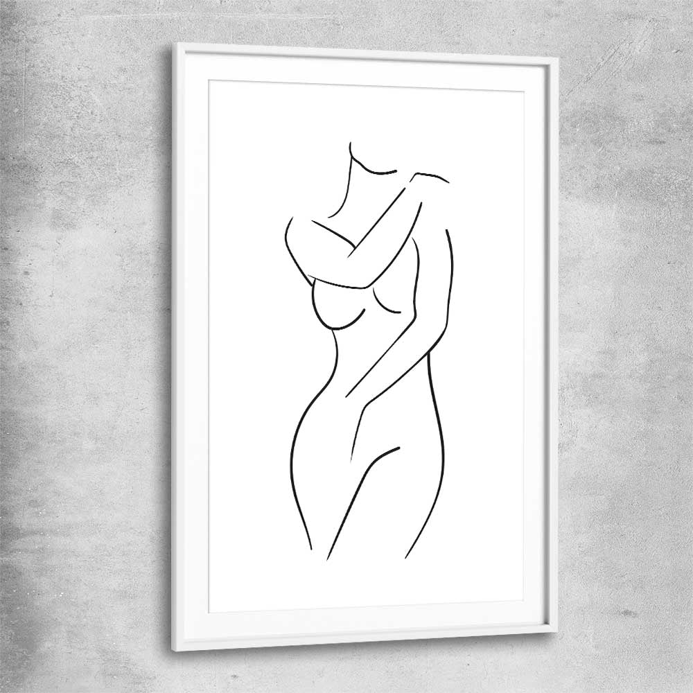 Body Pose white glass front frame - part of our high quality fashion canvas wall art and prints collection