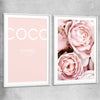 Coco Pink Pair white glass front frame - part of our high quality fashion canvas wall art and prints collection