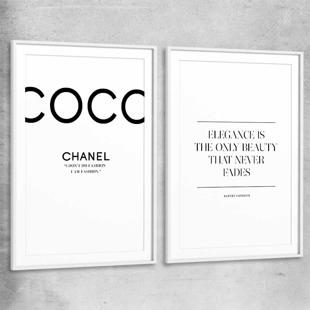 Elegance Beauty Pair white glass front frame - part of our high quality fashion canvas wall art and prints collection