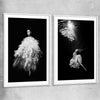 Evening Dress Pair white glass front frame - part of our high quality fashion canvas wall art and prints collection
