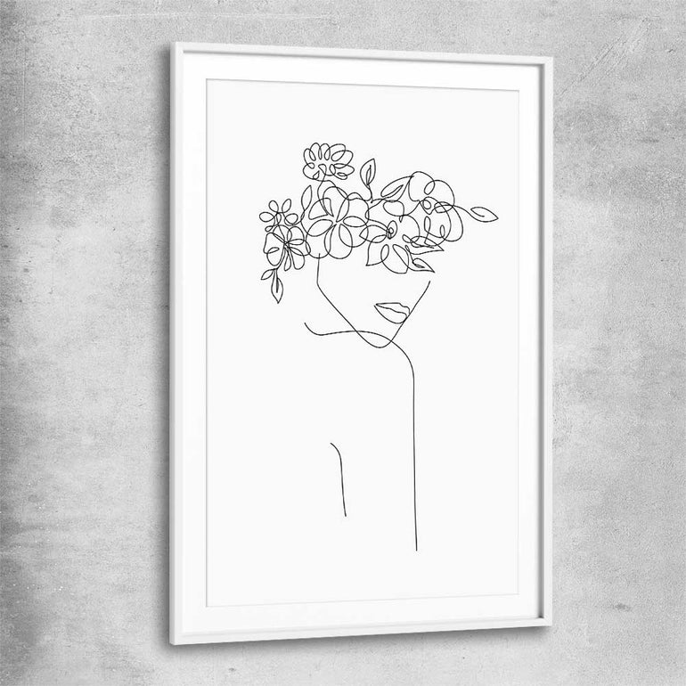 Floral Beauty One white glass front frame - part of our high quality fashion canvas wall art and prints collection