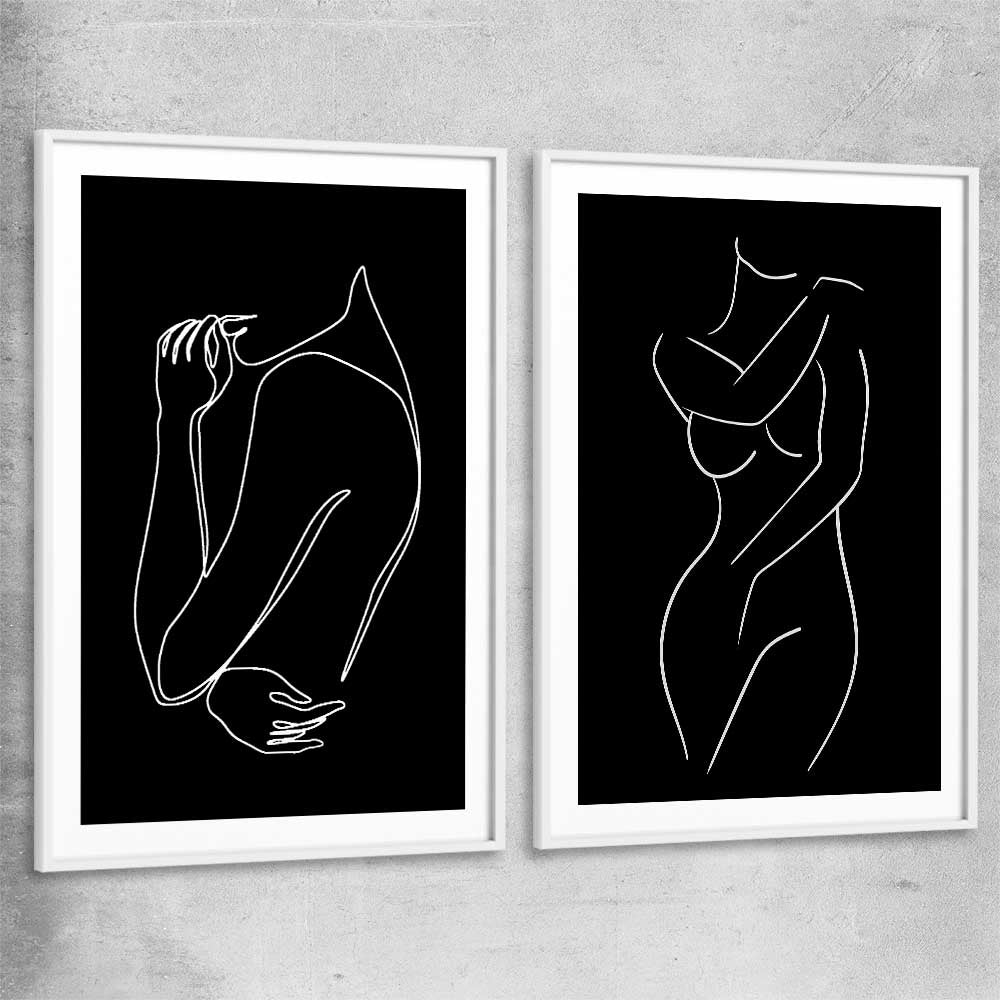 Gentle Hold Pair white glass front frame - part of our high quality fashion canvas wall art and prints collection