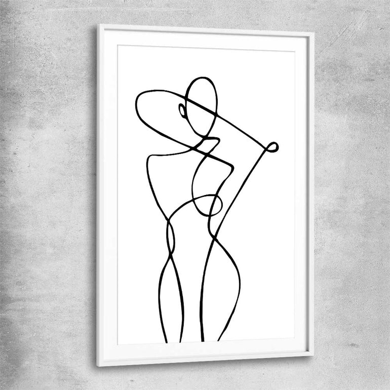 Minimalist Pose white glass front frame - part of our high quality fashion canvas wall art and prints collection