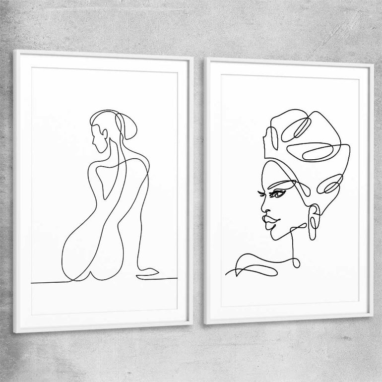 Pondering Thoughts Pair white glass front frame - part of our high quality fashion canvas wall art and prints collection