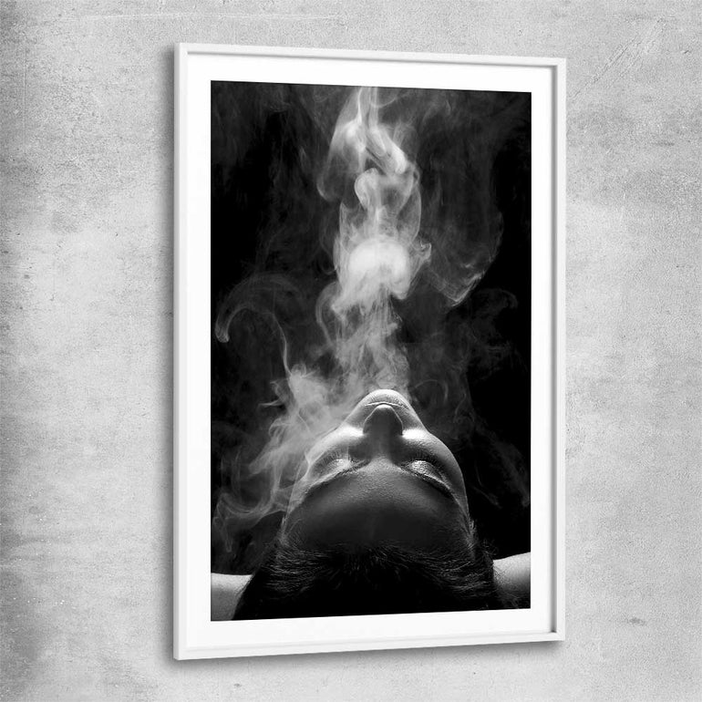 Smoke Haze white glass front frame - part of our high quality fashion canvas wall art and prints collection