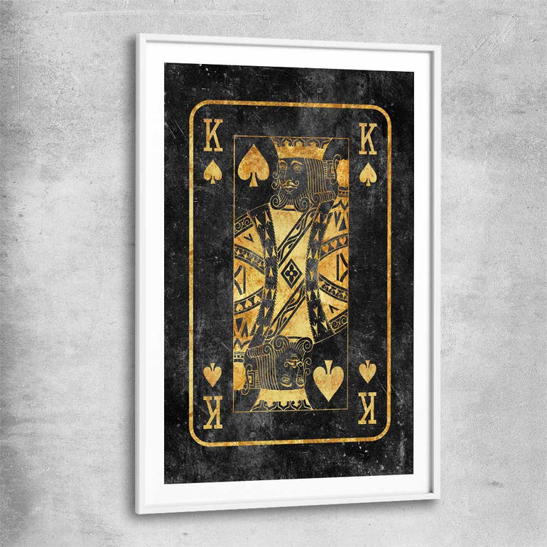 King of Spades white glass front frame - part of our high quality fashion canvas wall art and prints collection