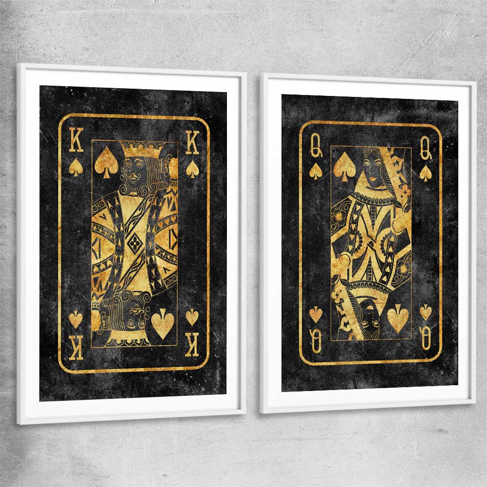 Inspirational wall art print of King of Spades Pair with white glass front frame