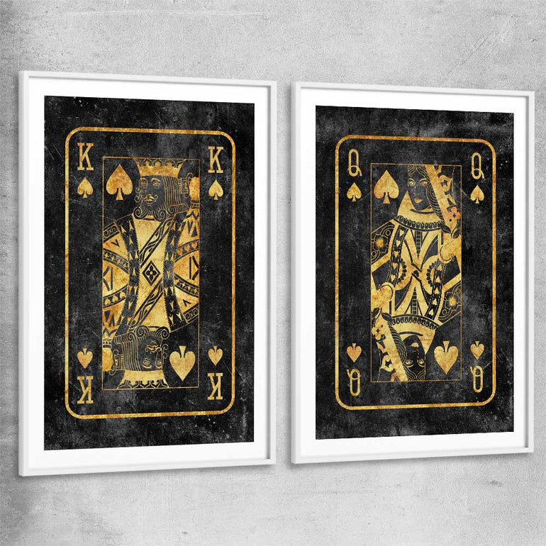 Inspirational wall art print of King of Spades Pair with white glass front frame