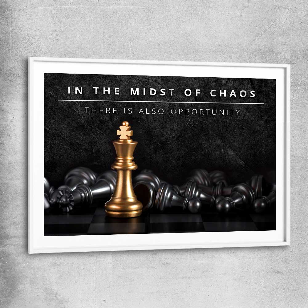 Midst of Chaos white glass front frame - part of our high quality fashion canvas wall art and prints collection