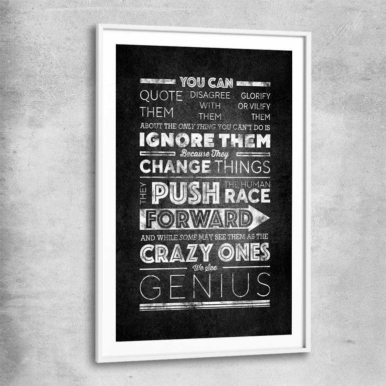 Inspirational wall art print of Push Forwards with white glass front frame