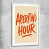 Aperitivo Hour white glass front frame is a colourful and stylish canvas wall art and print suited for the kitchen area