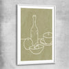 Green Bottle white glass front frame is a colourful and stylish canvas wall art and print suited for the kitchen area