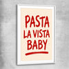 Pasta La Vista Baby white glass front frame is a colourful and stylish canvas wall art and print suited for the kitchen area