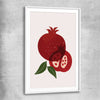 Red Pomegranate white glass front frame is a colourful and stylish canvas wall art and print suited for the kitchen area