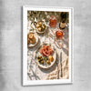 Rose and Olives white glass front frame is a colourful and stylish canvas wall art and print suited for the kitchen area