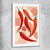 Scarlet Chilli Rhythm white glass front frame is a colourful and stylish canvas wall art and print suited for the kitchen area