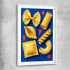 Sculptural Pasta white glass front frame is a colourful and stylish canvas wall art and print suited for the kitchen area