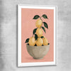 Sicilian Lemons white glass front frame is a colourful and stylish canvas wall art and print suited for the kitchen area