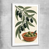 Terracotta Olive Branch white glass front frame is a colourful and stylish canvas wall art and print suited for the kitchen area