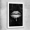 Darkened Lust white glass front frame - part of our high quality canvas lips wall art collection