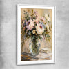 Floral print of Garden Peony with white glass front frame