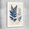 Floral print of Indigo Fern with white glass front frame